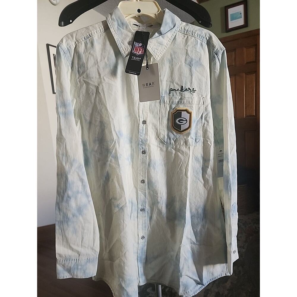 Green Bay Packers Sport Shirt Mens Small Acid Wash Button Up NWT A109 Excellent